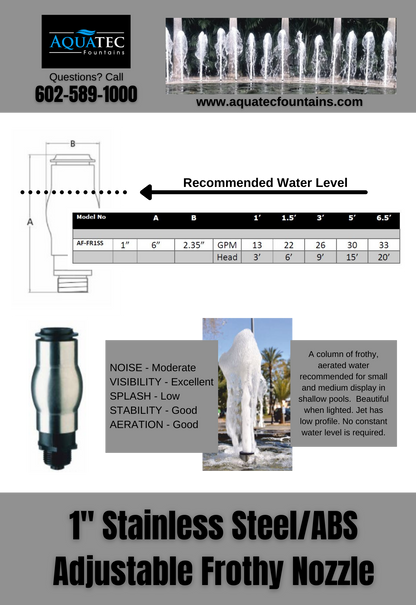 1" Stainless Steel Adjustable Frothy Nozzle